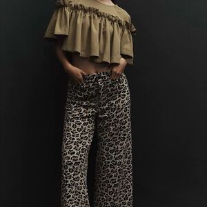 En Saison Olive Ruffle Blouse